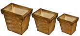 CONJUNTO DE 3 VASO RATTAN PAREDE QUAD. PQ, MD e GR